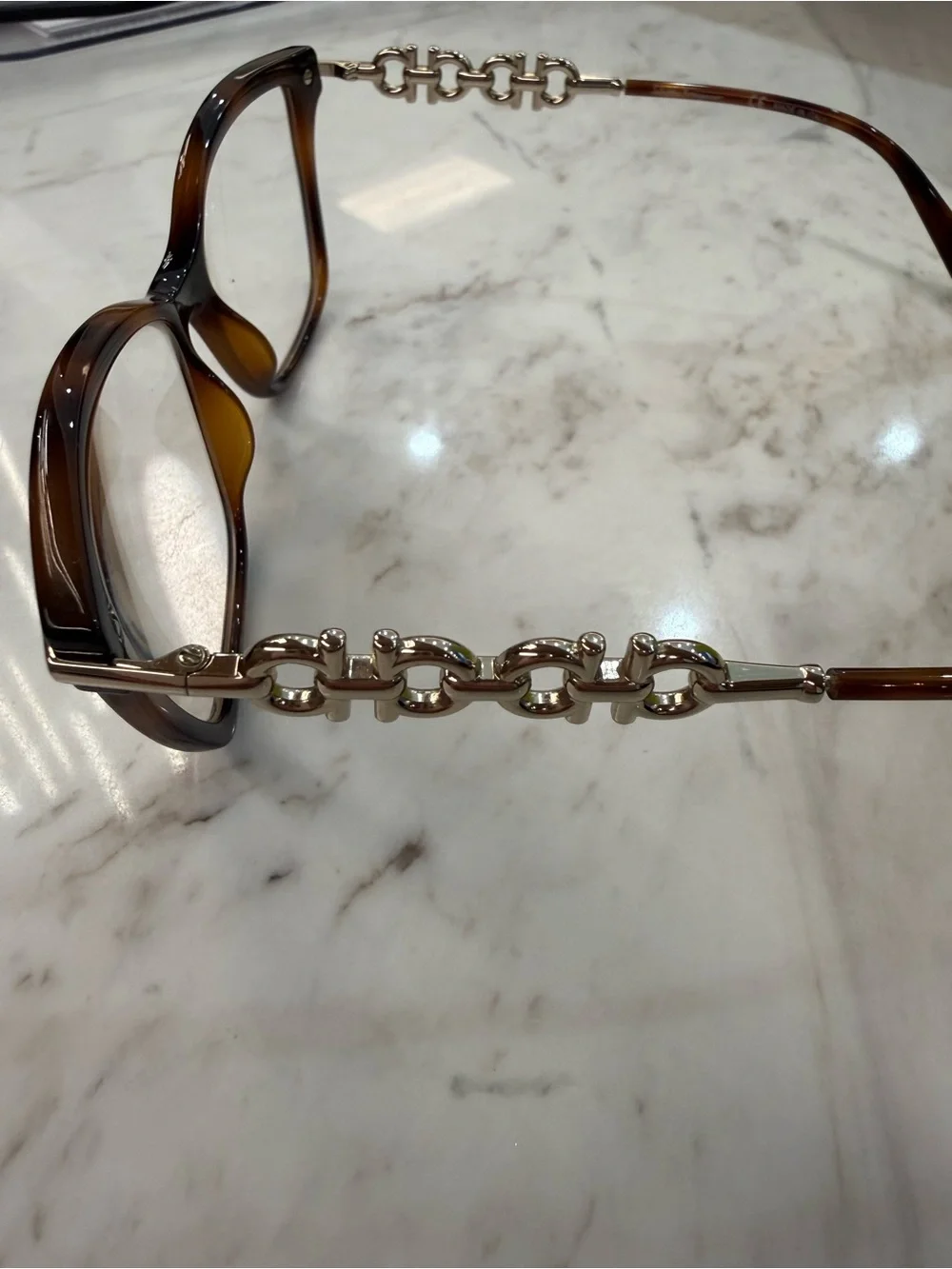 Salvatore Ferragamo Women's Tortoiseshell Cat-Eye Glasses with Gold Accent +1.5